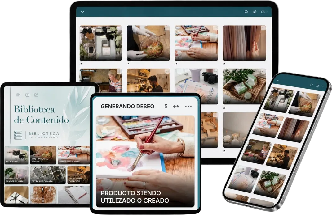Biblioteca de Contenido abierta en tablet, computadora y celular